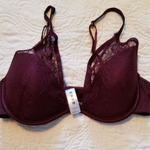 Burgundy lace bra 36C
